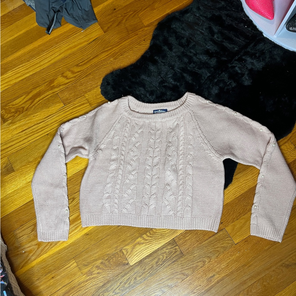 Freshman 1996 Pale Pink Cropped Knit Sweater Size Small